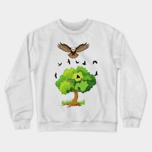 Flying Birds by the Tree Crewneck Sweatshirt